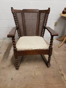 lot 58091 image: Antique Wicker Back Rocker