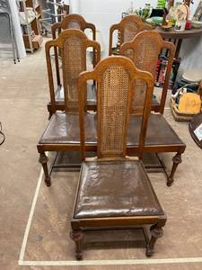 lot 58107 image: 5 vintage wicker back dinning chairs