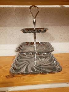 lot 58201 image: 3-Tier Heavy Metal Serving Tray