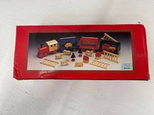 lot 58246 image: wooden train with animals