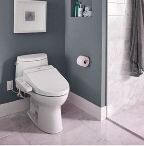 lot 197 image: TOTO SW2014#01 A100 Electronic Bidet Toilet Cleansing Warm Water and Heated Seat, Elongated, Cotton White
