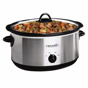 lot 201 image: Crock-Pot 7-Quart Oval Manual Slow Cooker  Stainless Steel