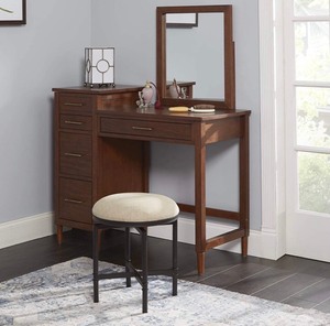 lot 207 image: Silverwood Vanity Bench, Oil Rubbed Bronze and Linen