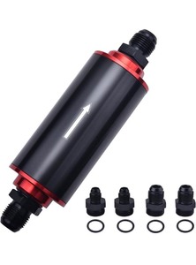 lot 540 image: EVIL ENERGY Inline Fuel Filter 6AN 8AN 10AN Adapter 100 Micron Universal 50MM
