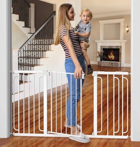 lot 566 image: Cumbor Baby Gate for Stairs, Extra Wide 57-Inch Dog Gate for Doorways, Pressure Mounted Walk Through Safety Child Gate for Kids Toddler, Adjustable Tall Pet Puppy Fence Gate, White