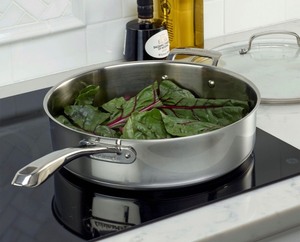 lot 577 image: Cuisinart 733-30H Chefs Classic Stainless 5-12-Quart Saute Pan with Helper Handle and Cover, Silver