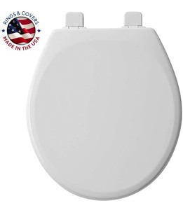 lot 7510 image: MAYFAIR 843SLOW 000 Lannon Toilet Seat will Slow Close and Never Loosen, ROUND, Durable Enameled Wood, White