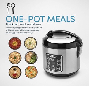 lot 7513 image: Aroma Housewares 8-Cup (cooked) 2 Quart Digital Cool-Touch Rice Cooker & Food Steamer