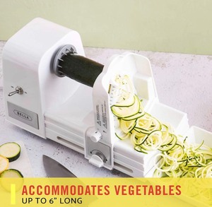 lot 7519 image: BELLA 4-in-1 Automatic Electric Spiralizer & Slicer, Quickly Prep Healthy Veggie or Fruit Spaghetti, Noodles or Ribbons, Easy To Clean, Recipe Book Included, White