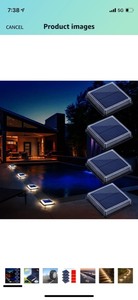 lot 7525 image: Solar Deck Lights, Driveway Walkway Dock Light Solar Powered Outdoor Stair Step Pathway LED Lamp for Backyard Patio Garden Ground, auto OnOff - Warm White - Square - 4 Pack
