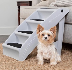 lot 7528 image: PetSafe CozyUp Folding Pet Steps, Lightweight and Easy to Carry, No-Slip Access, Grey 20 in