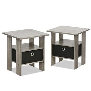 lot 7536 image: Furinno 2 Petite End Table Bedroom Night Stand - Set of Two, Multiple Finishes