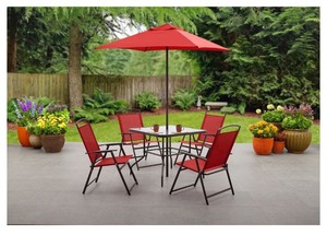 lot 167 image: Mainstays Albany Lane 6 Piece Outdoor Patio Dining Set, Red