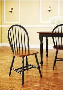 lot 172 image: BETTER HOMES GARDENS WINDSOR KITCHEN CHAIRS SET OF 2 AUTUMN LANE BLACK & OAK