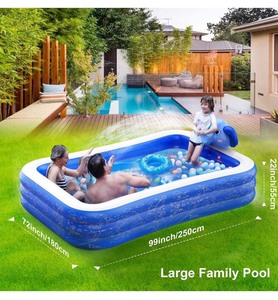 lot 212 image: Hamdol Inflatable Swimming Pool with Sprinkler, Kiddie Pool 99 X 72 X 22 Family Full-Sized Inflatable Pool, Blow Up Lounge Pools Above Ground Pool for Kids, Adult, Age 3, Outdoor, Garden, Party