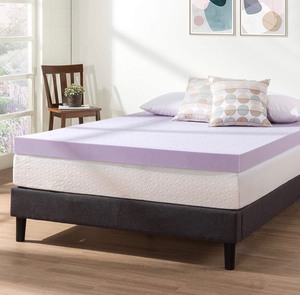 lot 213 image: Best Price Mattress 4 Inch Ventilated Memory Foam Mattress Topper with Soothing Lavender Infusion, CertiPUR-US Certified, Queen
