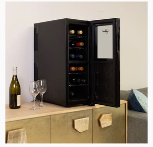 lot 247 image: Koolatron WC12DZ, Dual Zone Thermoelectric Cooler 12 Bottle Capacity with Digital Temperature Controls-Wine Cellar with Quiet Cooling Power and 4 Removable Shelves, BlackSilver