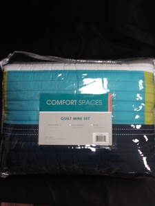 lot 7564 image: Comfort Spaces CS14-0861 2 Piece Quilt Coverlet Bedspread All Season Lightweight Hypoallergenic Pipeline Colorblock Kids Bedding Set, TwinTwin XL, Pierre NavyBlue Stripe