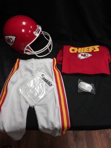 lot 7569 image: Franklin Sports NCAA Kids Football Uniform Set - NFL Youth Football Costume for Boys & Girls - Set Includes Helmet, Jersey & Pants