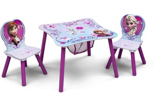 lot 7585 image: Delta Children Kids Table and Chair Set With Storage (2 Chairs Included) - Ideal for Arts & Crafts, Snack Time, Homeschooling, Homework & More, Disney Frozen