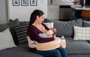 lot 7586 image: My Brest Friend Deluxe Nursing Pillow, Aqua