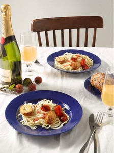 lot 7587 image: LE TAUCI Salad Plates Sets, Ceramic Plates for Dessert, Appetizers, Snacks, Pasta - Set of 6��8 Inch��TRUE BLUE