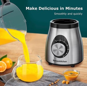 lot 7595 image: Smoothie Blender, Bonsenkitchen Ice Blender for Kitchen with 50oz Jar and 5 Speeds Control, Professional Countertop Blender for Smoothies and Frozen Drinks, Silver