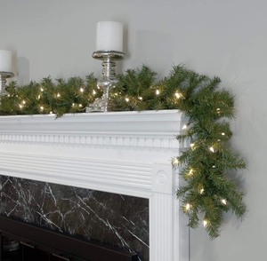 lot 7597 image: National Tree Company Pre-Lit Artificial Christmas Garland, Green, Norwood Fir, White Lights, Plug In, Christmas Collection, 9 Feet