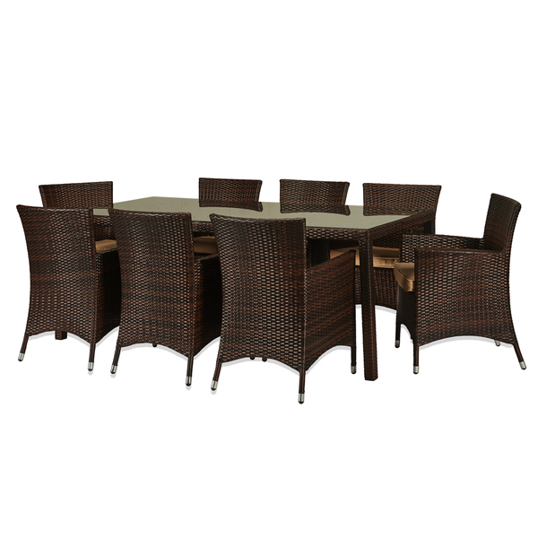 lot 9-PC-TABLE image: Thy-Hom Doha 9-piece Outdoor Wicker Dining Set
