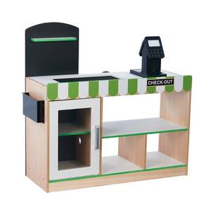 lot 50020 image: Teamson Kids - Cashier Austin Grocery Play Market Stand - Green  Wood