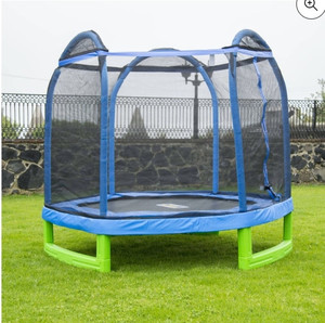 lot 50048 image: Bounce Pro Bounce Pro 7-Foot My First Trampoline Hexagon (Ages 3-10) for Kids, BlueGreen ( retail $135)