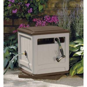 lot 50051 image: Suncast 225 ft. Swivel Smart Trak� Resin Hose Hideaway, Light Taupe & Mocha