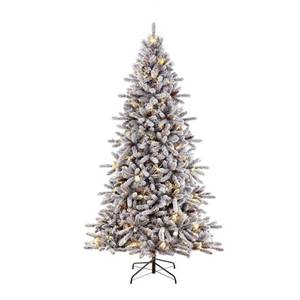 lot 50053 image: Puleo International 6.5 ft. Pre-lit Flocked ��Bennington Fir Artificial Christmas Tree with 350 UL-Listed Lights