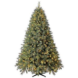 lot 50075 image: Holiday Time 7.5 Pre-Lit Prescott Pine Artificial Christmas Tree, Clear LED Lights