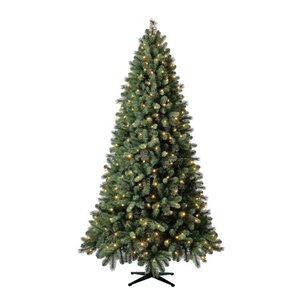 lot 50076 image: Evergreen Classics 7.5 Pre-Lit Norwich Spruce Artificial Christmas Tree, Color-Changing Lights