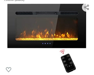 lot 50077 image: PHI VILLA 30 inch Electric Fireplace, RecessedInsert & Wall Mounted Electric Space Heater for The Living Room, Timer with Remote Control, Touch Screen, Adjustable Flame Color( retail $199)