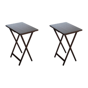 lot 50081 image: Mainstays (2-Pack) Folding TV Tray Table Set in Walnut 19x15x26 inch