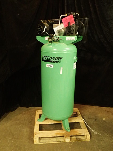 lot 1063 image: 3 HP, 60 gal. Vertical Splash Lubricated Tank Mounted Electric Air Compressor, CFM 10.2