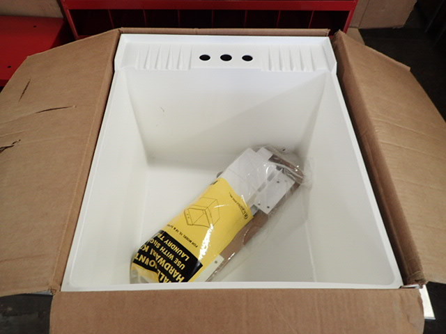 lot 1241 image: Wall-Mount Laundry Tub, 24 x 20 Square Bowl, White