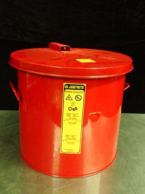 lot 1258 image: Justrite Red Dip Tank Hazardous Container Model 27605