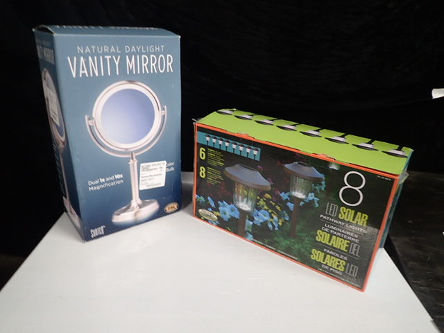 lot 1278A image: LED Solar Trail Lights and Natural Daylight Vanity Mirror