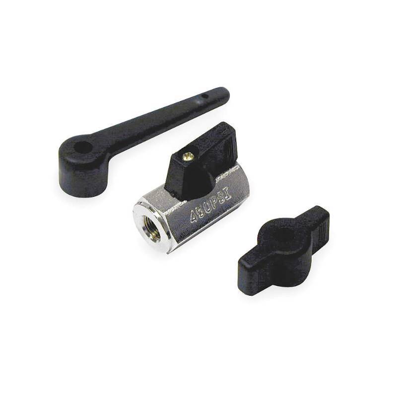 lot 1099 image: Brass FNPT x FNPT Ball Valve, Interchangeable Wedge Tee Style Lever, 14 Pipe Size