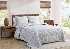 lot 10012 image: tommy bahama island memory gray quilt set, king, pelican gray