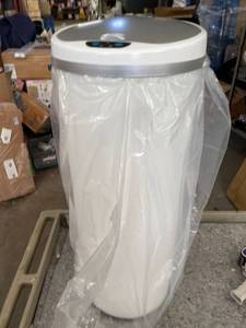 lot 10030 image: KOHLER 13 Gal. Stainless Steel White and Stainless Step-On Trash Can