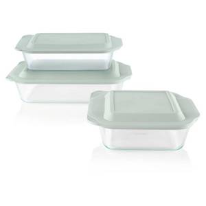 lot 10050 image: Pyrex Deep Baking Dish Set (6-piece, BPA-free Lids)