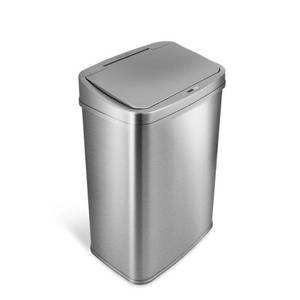 lot 10115 image: Nine Stars 13.2 Gallon Stainless Steel Sensor Trash Can with Silver Trim