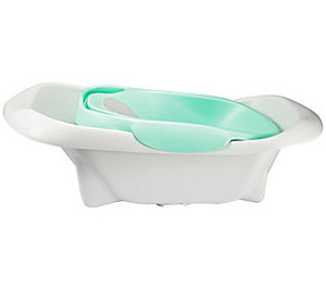 lot 10120 image: The First Years 4-in-1 Warming Comfort Tub, Newborn to Toddler Baby Bathtub, White