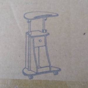 lot 10134 image: Techni Mobili Rolling, Swivel, Sit-to-Stand Adjustable Laptop Cart with Storage (B005), Black