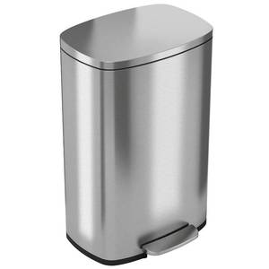 lot 10135 image: iTouchless SoftStep 13.2 Gallon Stainless Steel Step Trash Can, 50 Liter, Pedal Kitchen Trash Can