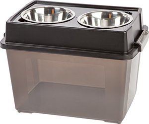 lot 10138 image: IRIS USA Elevated Feeder with Airtight Storage, BlackSmoke, Large